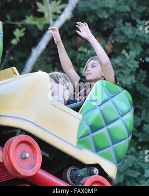 Gwen Stefani enjoys a day Disneyland Park with her three sons Anaheim, California.  Featuring: Kingston Rossdale Where: Los Angeles, California, United States When: 27 Nov 2015 Stock Photo