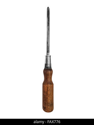 vintage large screwdriver over white, clipping path Stock Photo