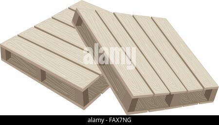 Two Shipping Pallets Used for Storage and Transportation Isolated on White Background. Stock Vector