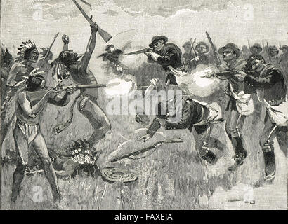 US Army fighting Sioux Indians Great Sioux War 1876 Stock Photo