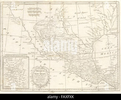 MEXICO/NEW SPAIN. 'Tecas' tribe & de la Salle's French colony in Texas, 1795 map Stock Photo