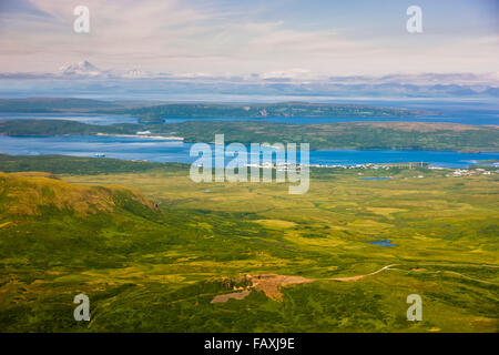 unga island alaska village aleutian abandoned islands gold mining alamy sand point mountians aerial