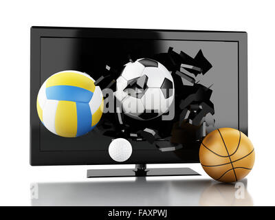 Download Sports Concept Volleyball Ball Breaking With Great Force Through A White Wall 3d Illustration Stock Photo Alamy