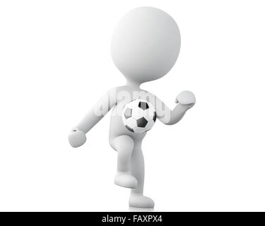 3d illustration. white people, soccer player with ball. Sports concept. Isolated white background Stock Photo