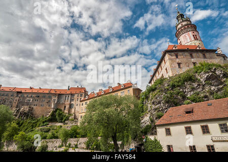 View of the castle and the castle tower with the palace Maly Grad . Stock Photo