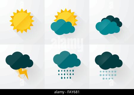 set of weather vector icons flat design Stock Vector