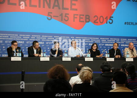 Berlin, Germany, February 11th, 2015: Cast members of Gone With The Bullets attend at press conference during 65th Berlinale Stock Photo