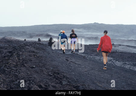 Big Island, Hawaii, Hawaii Volcanoes National Park, hikers in park Stock Photo