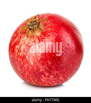 Ripe whole pomegranate close-up isolated on a white background. Stock Photo