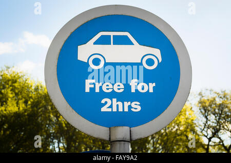 Parking notice explaining terms for car parking at a motorway service station in UK Stock Photo