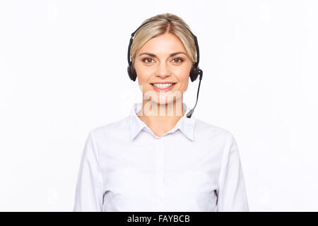 Agreeable TV announcer being involved in work Stock Photo