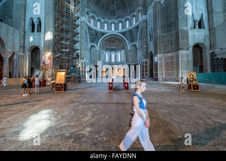 unfinished interior of Saint Sava Church in Vracar plateau, Belgrade, Serbia - one of the largest Orthodox churches in the world Stock Photo