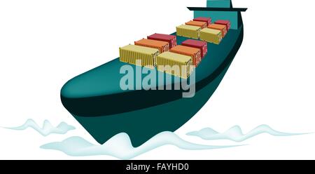 Cargo Containers, Freight Containers or Shipping Containers on Container Ship, Overseas Shipping or Mobile Office. Stock Vector