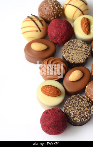 Set of tasty chocolate bon bons, close-up shot Stock Photo