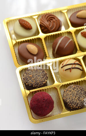 Set of tasty chocolate bon bons, close-up shot Stock Photo