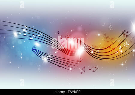 abstract party music notes on multicolor background Stock Photo