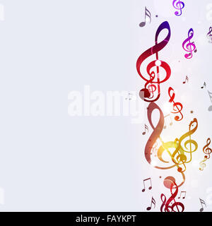 abstract bright background with multicolor music notes Stock Photo