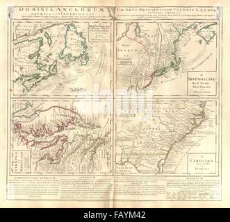 'Dominia Anglorum in America Septentrionali'. British colonies. HOMANN c1740 map Stock Photo