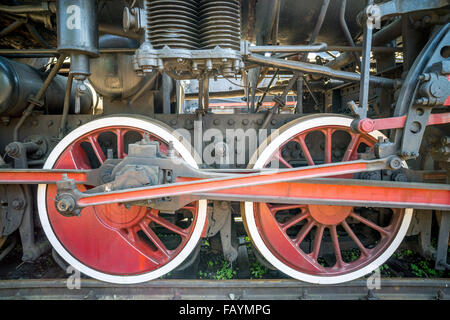 Wheels and propulsion mechanism of the locomotive Stock Photo