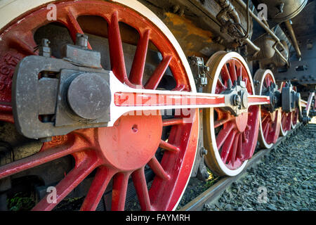 Wheels and propulsion mechanism of the locomotive Stock Photo