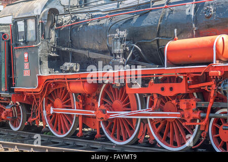 Wheels and propulsion mechanism of the locomotive Stock Photo