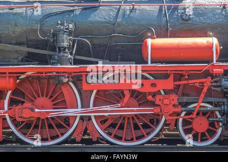 Wheels and propulsion mechanism of the locomotive Stock Photo