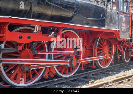 Wheels and propulsion mechanism of the locomotive Stock Photo