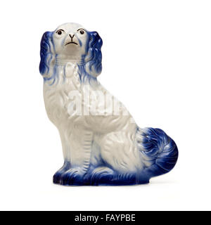 Vintage King Charles Cavalier Spaniel blue & white ironstone dog figurine by Arthur Wood (Staffordshire, UK) Stock Photo