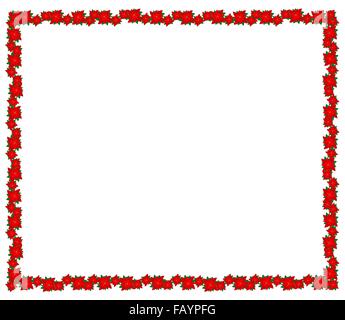 Beautiful Christmas Flowers or Red Poinsettia Plants Decorated on Christmas Frame with Copy Space for Text Decorated. Stock Photo