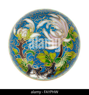 Antique 19th century Chinese or Japanese cloisonne enamel trinket box Stock Photo