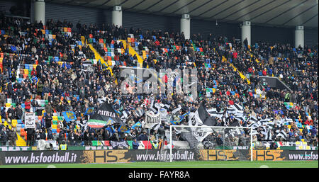 Udine, Italy. 6th January, 2016. Udinese supporters during the Italian Serie A TIM football match between Udinese Calcio and Atalanta at Friuli Stadium on 6th January 2016. photo Simone Ferraro / Alamy Live News Stock Photo