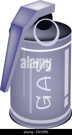 An Illustration of Tear Gas Hand Grenade Canister for Riot Police Officer Isolate on A White Background. Stock Vector