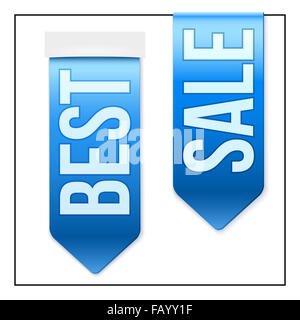 Set of Popular Ribbons BEST and SALE. Realistic modern style. Stock Photo