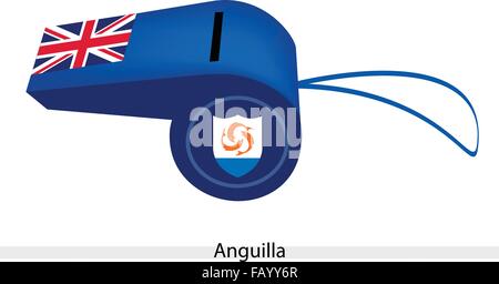An Illustration of Blue Color of Anguilla Flag on A Whistle, The Sport Concept and Political Symbol. Stock Vector