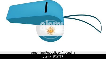 Flag of Argentine Republic or Argentina Consist of White and Light Blue Color with The Yellow Sun of May on A Whistle, The Sport Stock Vector