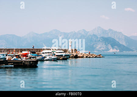 Coast Antalya Turkey Kaleici, the promenade. Stock Photo