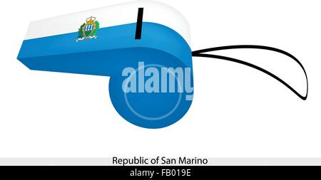 An Illustration of A Horizontal Bicolor of White and Light Blue with The Coat of Arms of The Republic of San Marino Flag on A Wh Stock Vector
