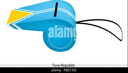 An Illustration of A Light Blue Field with A White-Fimbriated Pall Bordering A Yellow Triangle at The Hoist of The Tuva Republic Stock Vector