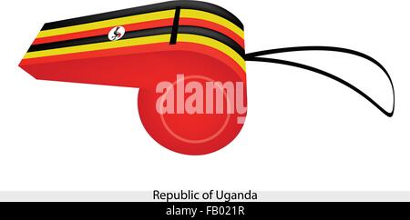 An Illustration of A Grey Crowned Crane in A White Disc on Six Horizontal Stripes of Black, Yellow and Red of The Republic of Ug Stock Vector