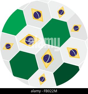 An Illustration of Brazil Flags on A Soccer Ball or Football of Brazil World Cup 2014, Isolated on A White Background. Stock Vector