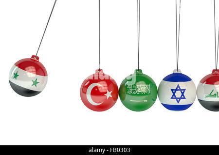 Syria,Turkey, Saudi, Arabia, Israel and Iraq political war conflict concept Stock Photo