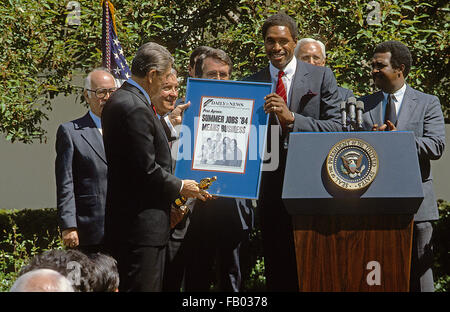 Washington, DC., USA, 17th May, 1984 President Ronald Reagan summer jobs program  Credit: Mark Reinstein Stock Photo