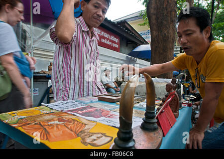 Prachan Amulet Market in Bangkok, Thailand. The amulet market in Bangkok, Thailand. Buddhist amulets for sale at the amulet market in Bangkok, Thailand Stock Photo