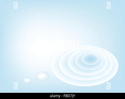 Illustration Blue Background of Transparent Surface Water Ripples with Bubbles, Copy Space for Text Decorated. Stock Vector