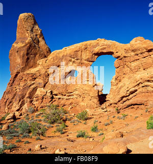 turret arch in arches national park near moab, utah Stock Photo