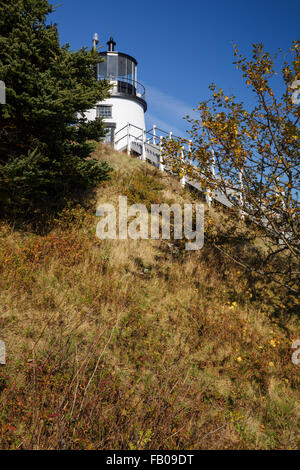 Owls Head Light, established in 1825, at the entrance of Rockland Harbor in the town of Owls Head, Maine. Stock Photo
