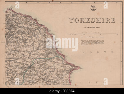 YORKSHIRE NORTH EAST COAST. Bridlington Whitby Scarborough. WELLER, 1862 map Stock Photo