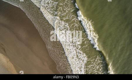 overhead view of waves on shore at Melbourne Beach, Florida Stock Photo