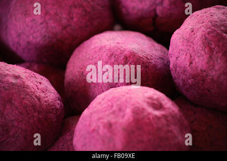 5th January 2015, Chiang Mai, Thailand. Processed and dyed Elephant poo fiber for making paper. Stock Photo