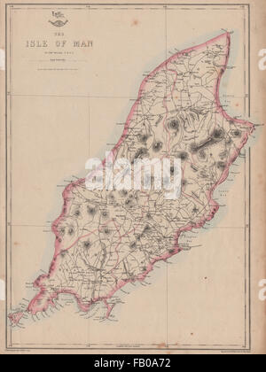 'The Isle of Man' showing Sheadings. WELLER, 1862 antique map Stock Photo